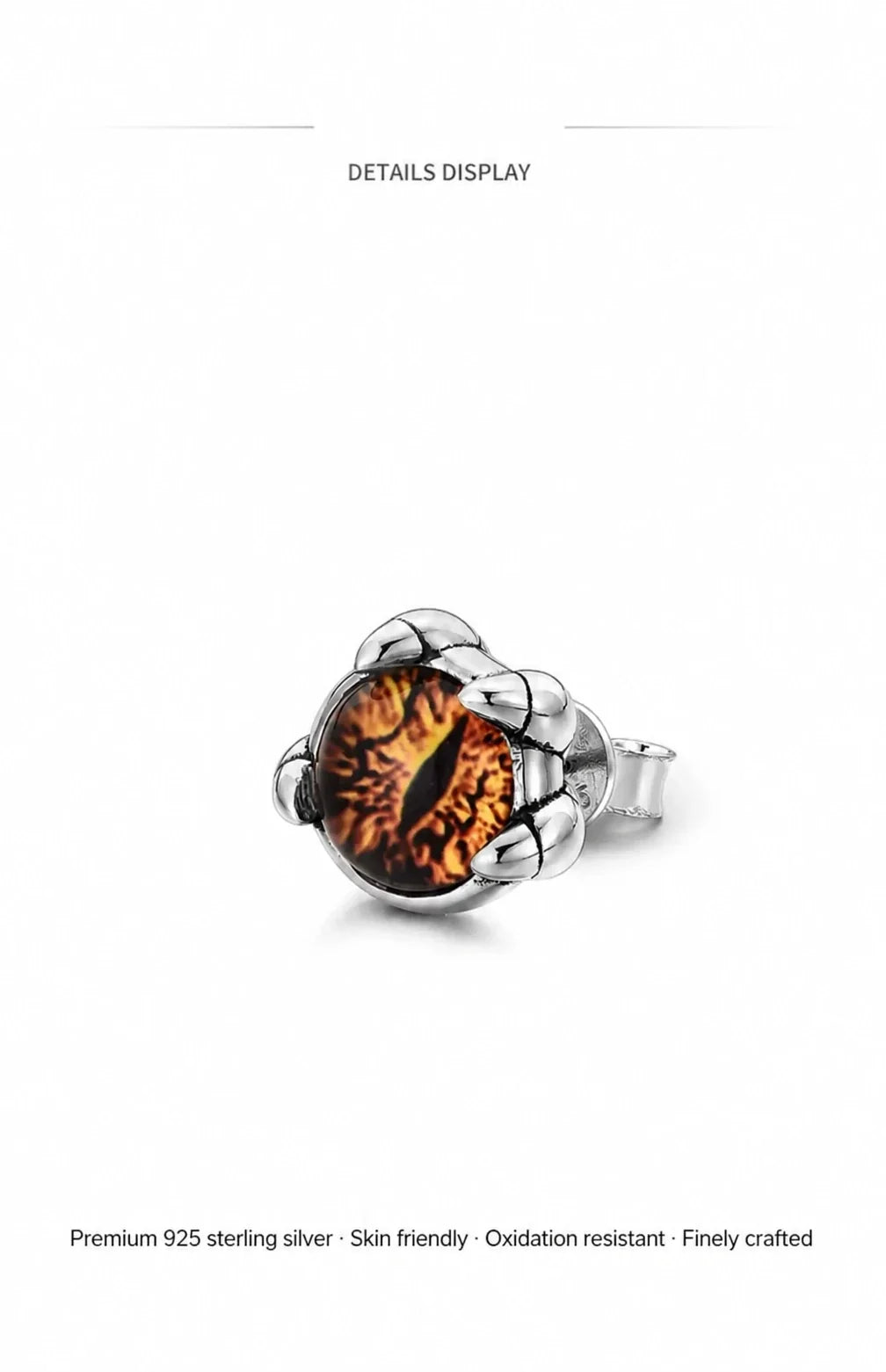 Demon eye stud earrings 925 sterling silver feature