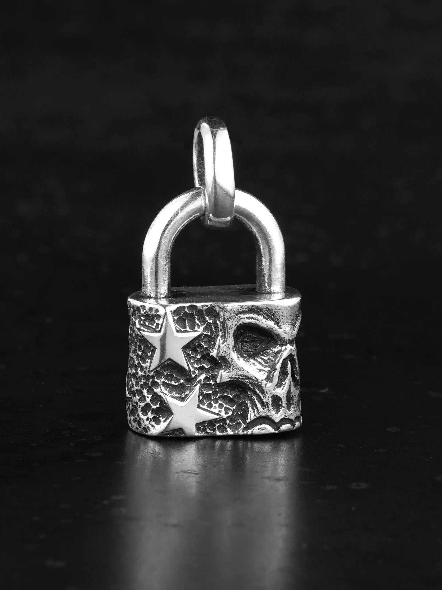 demon lock sterling silver biker pendant product view 2