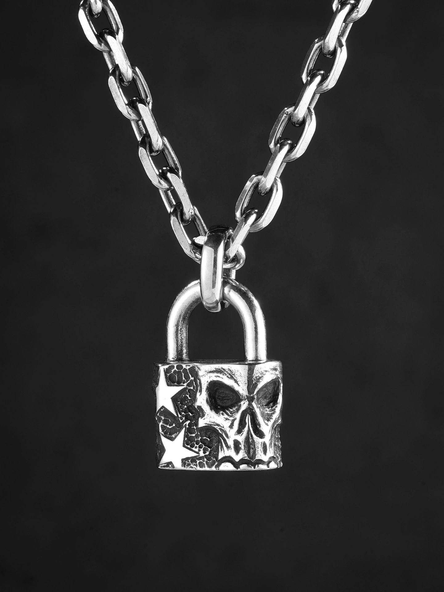demon lock sterling silver biker pendant product view 3