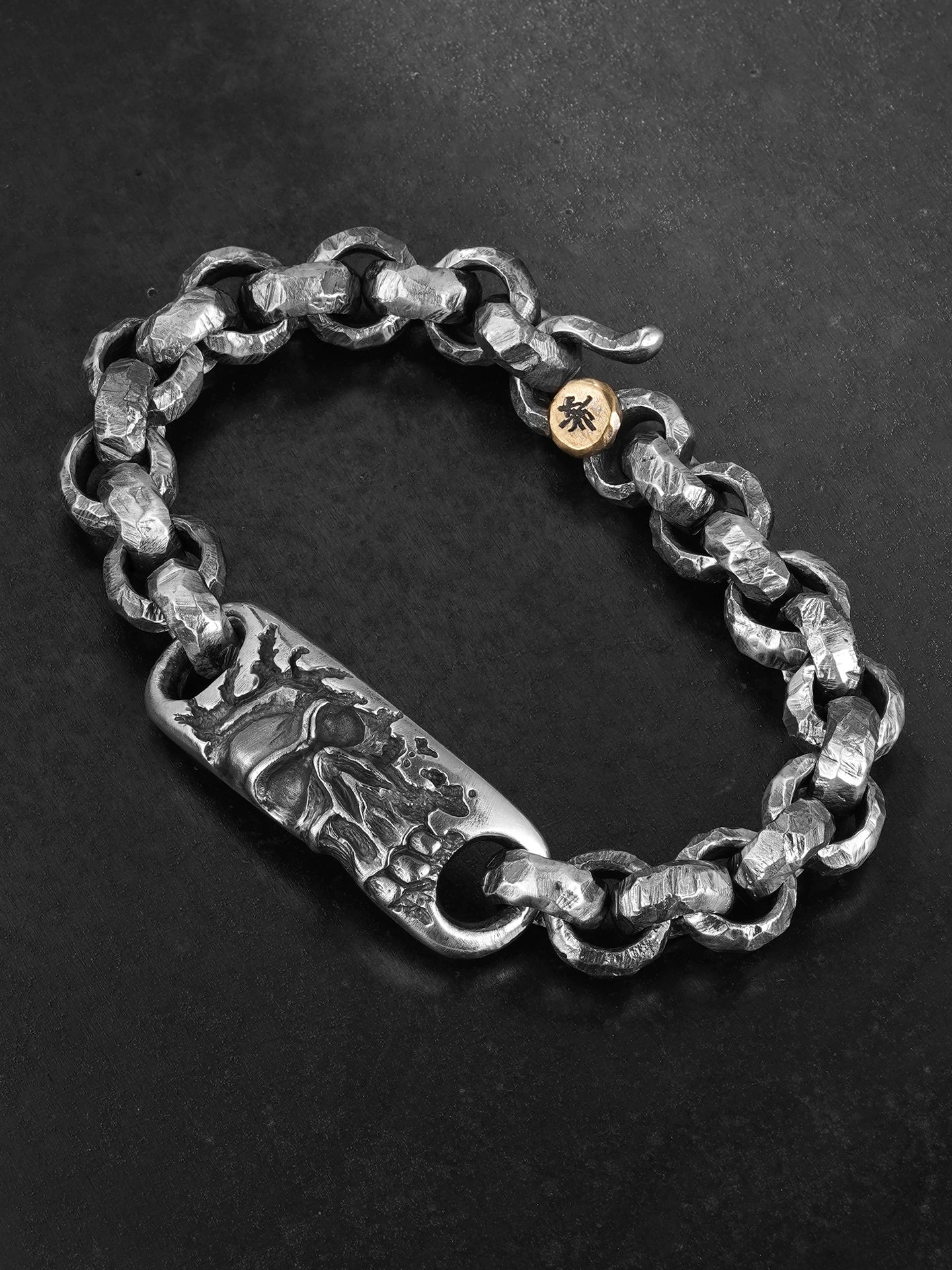 demon skull sterling silver biker bracelet product view 3