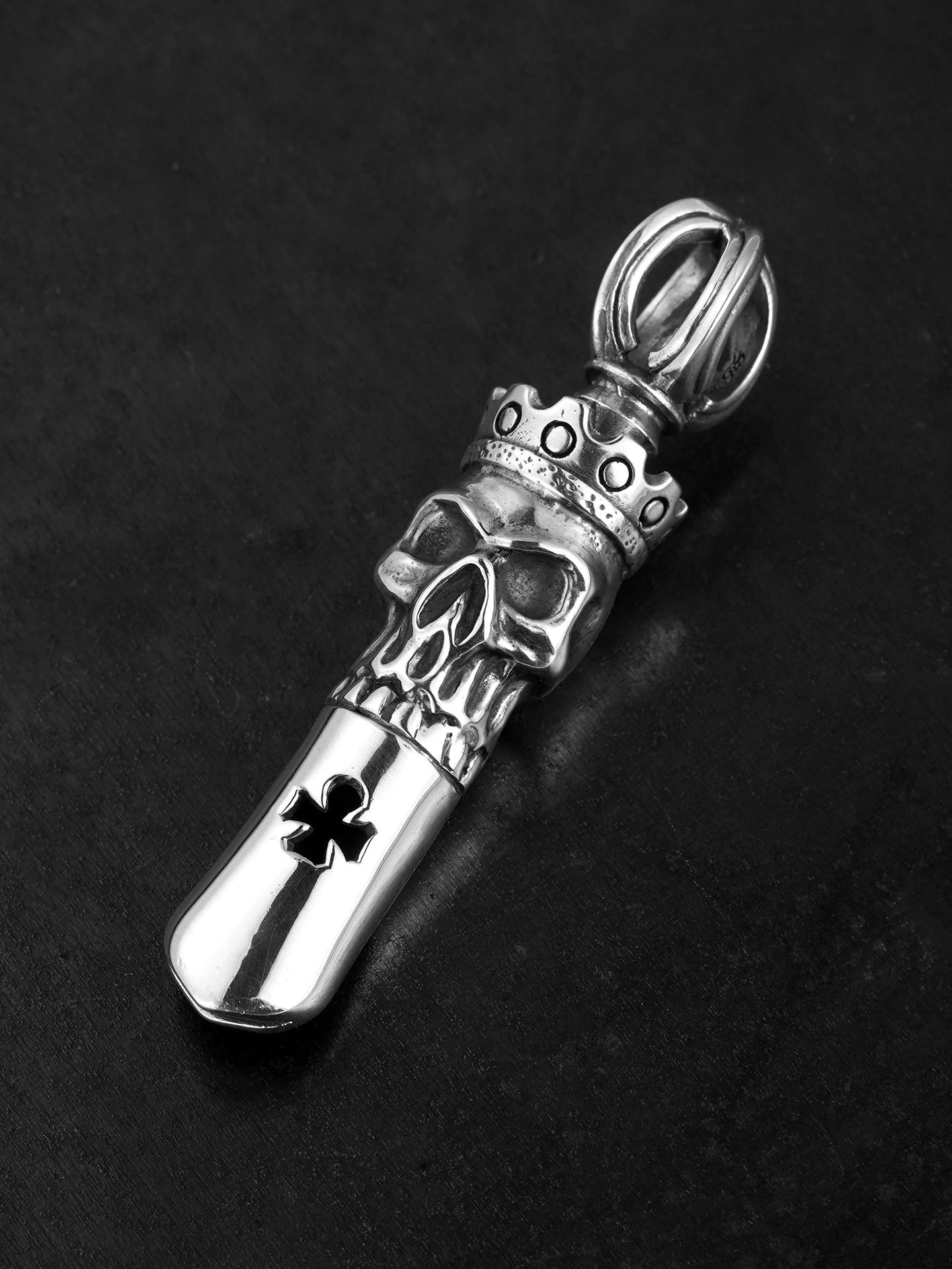 demon skull whistle sterling silver biker pendant product view 2