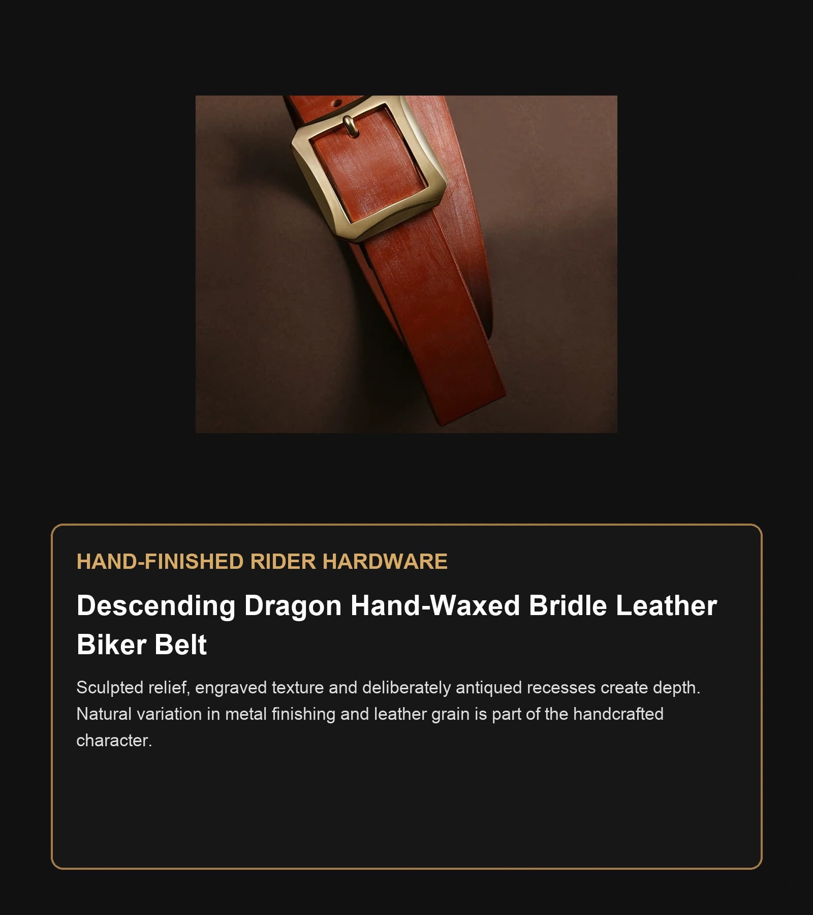 Descending Dragon Hand-Waxed Bridle Leather Biker Belt craftsmanship guide in English