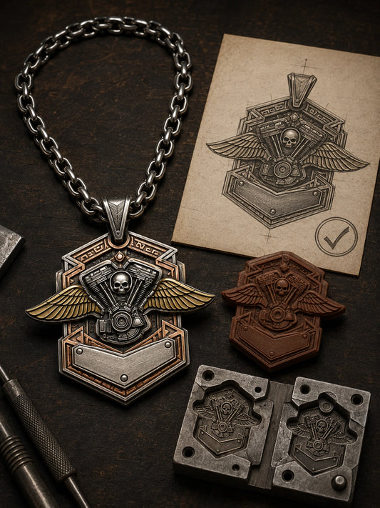 Custom motorcycle club necklace and pendant design