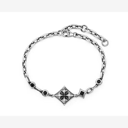 Diamond Playing Card Sterling Silver Biker Bracelet – product view