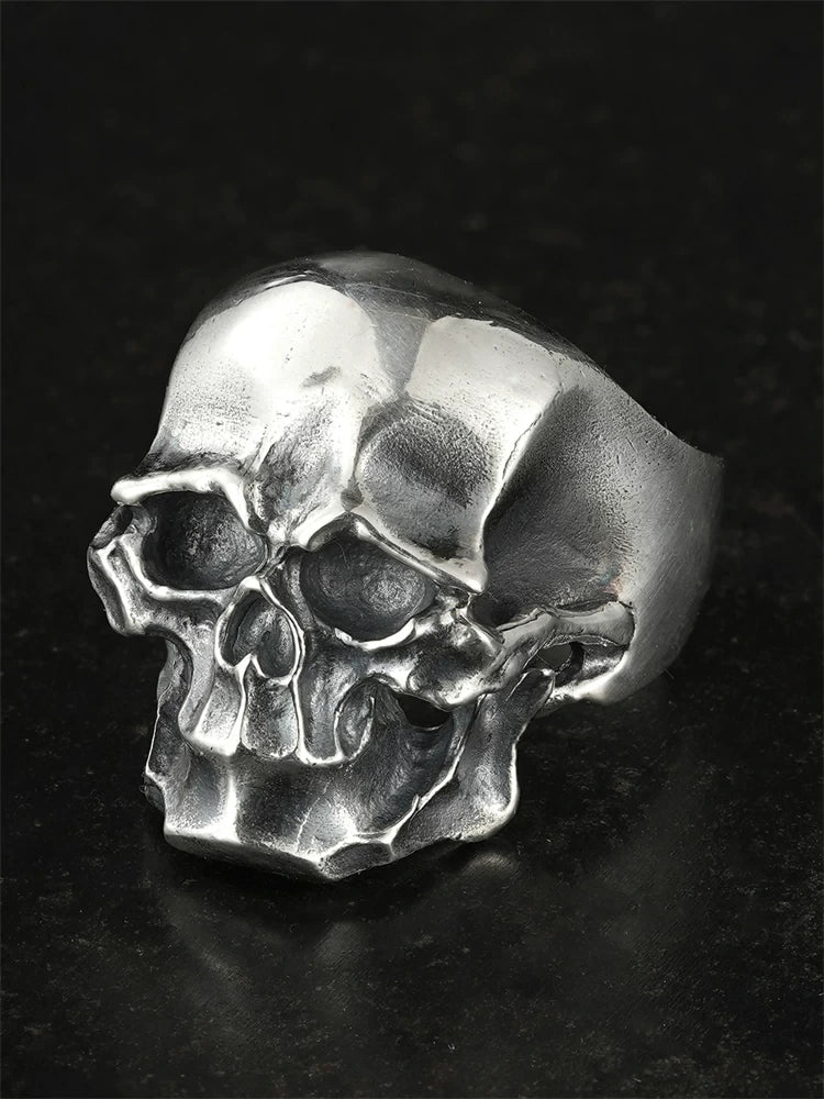 Distressed Skull 925 Sterling Silver Biker Ring product view 1