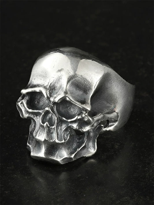 Distressed Skull 925 Sterling Silver Biker Ring product view 1