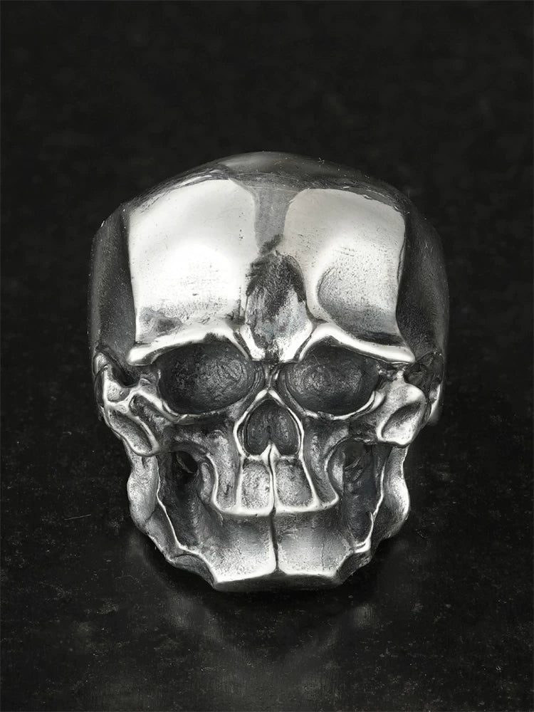 Distressed Skull 925 Sterling Silver Biker Ring product view 2