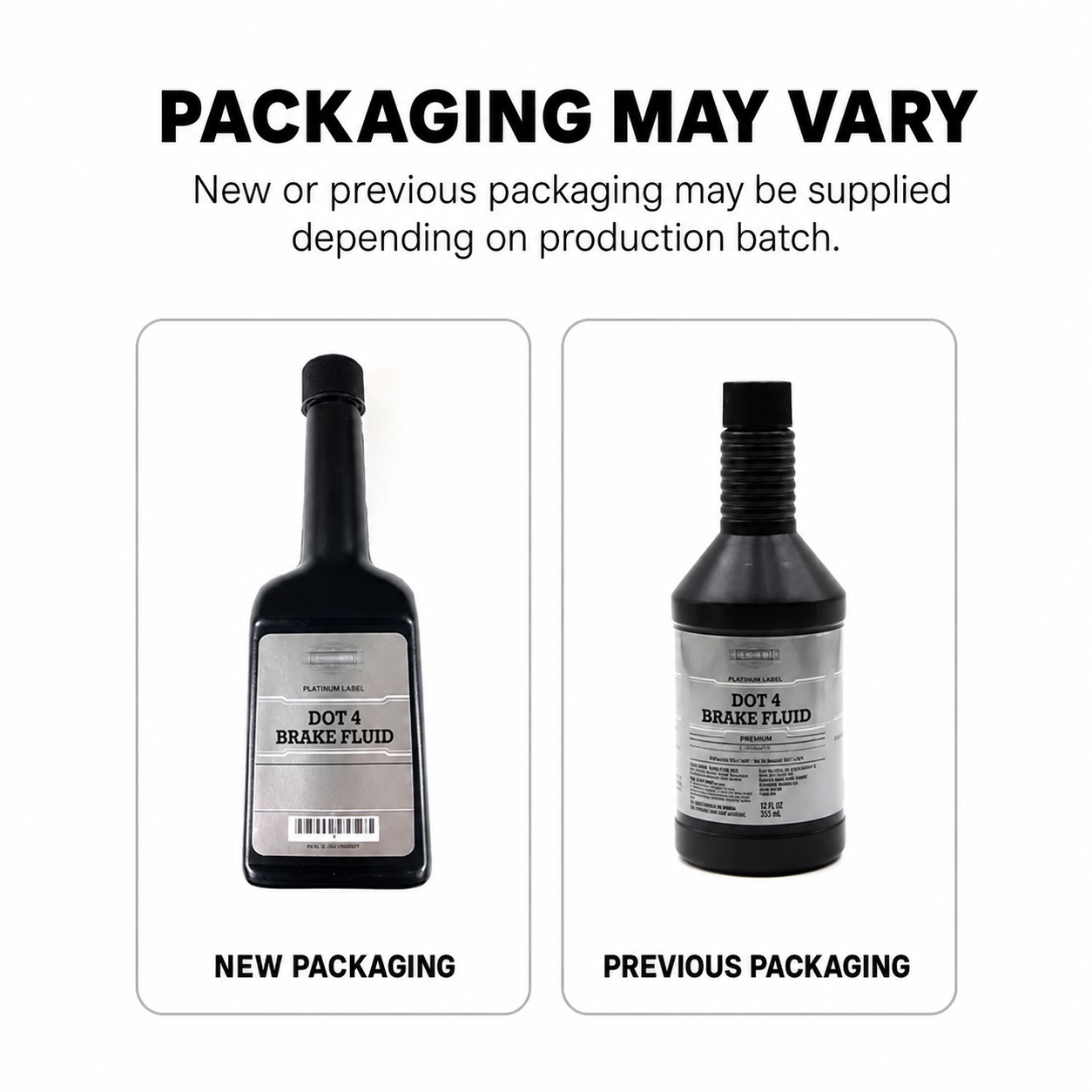 DOT 4 brake fluid packaging comparison