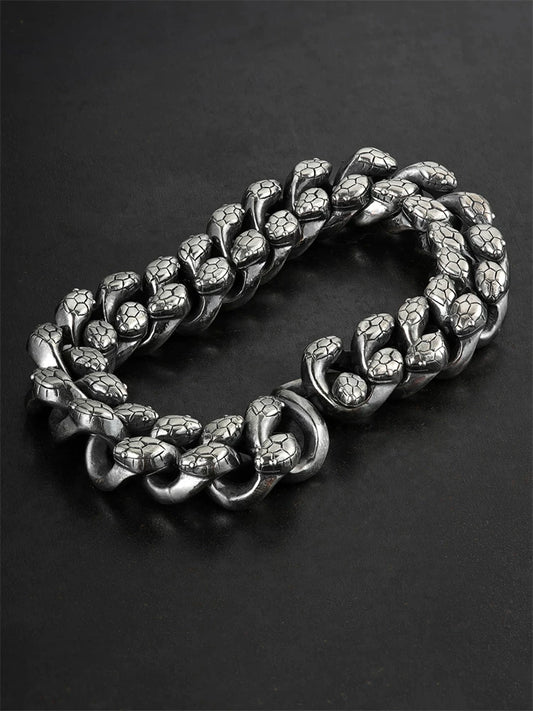 double headed snake sterling silver biker bracelet product view 1