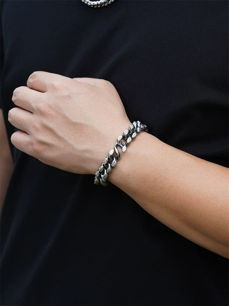 double headed snake sterling silver biker bracelet product view 4