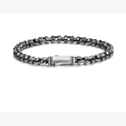 Dragon Bone Sterling Silver Biker Bracelet – product view