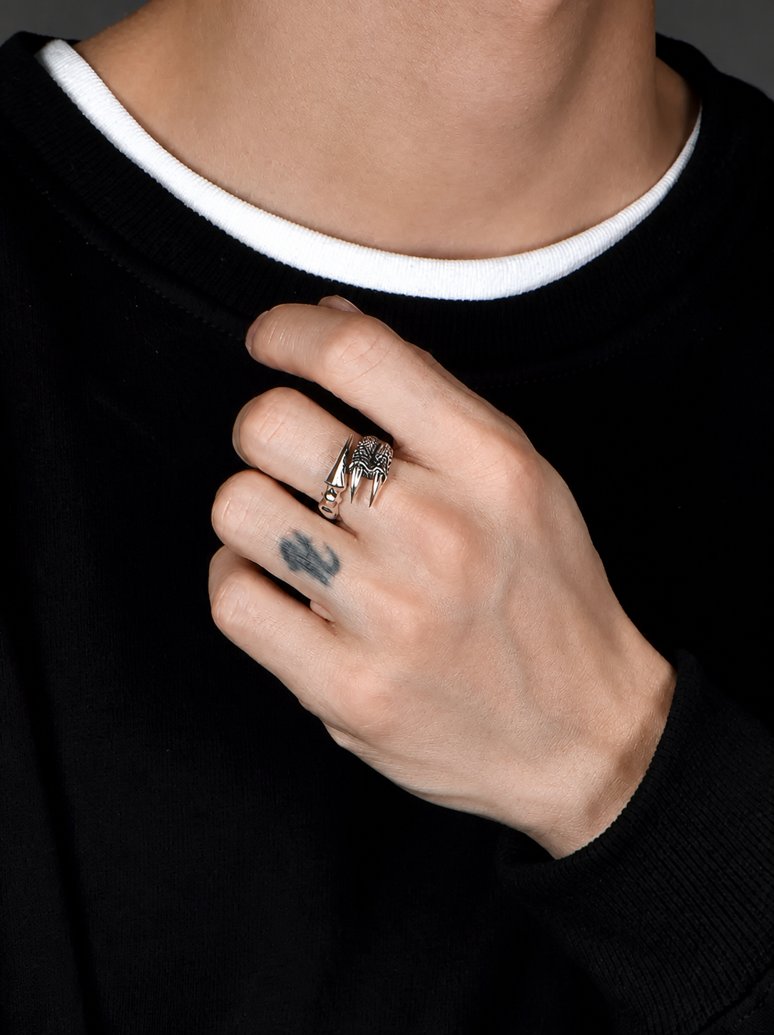 Dragon Claw Sterling Silver Biker Ring - product view 2