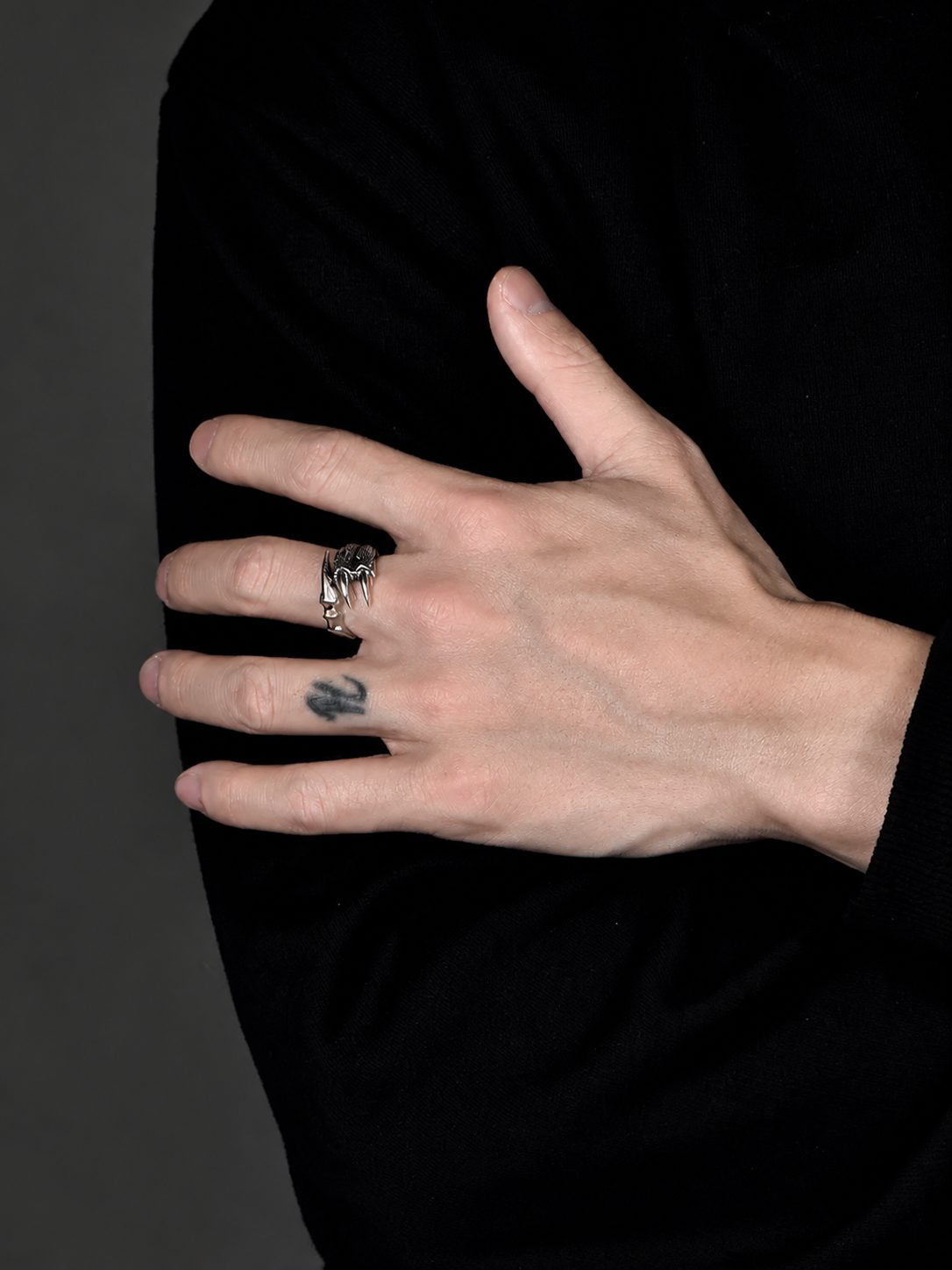 Dragon Claw Sterling Silver Biker Ring - product view 5