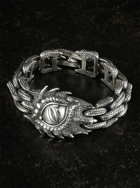 dragon eye scale sterling silver biker bracelet product view 1