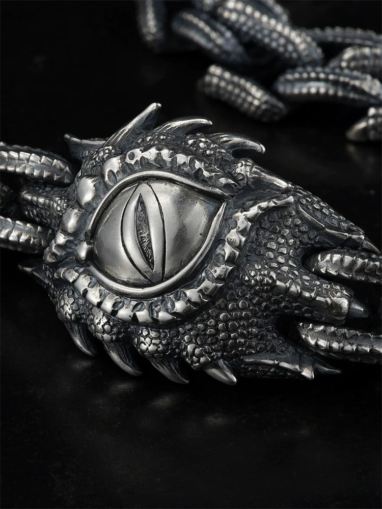 dragon eye scale sterling silver biker bracelet product view 2
