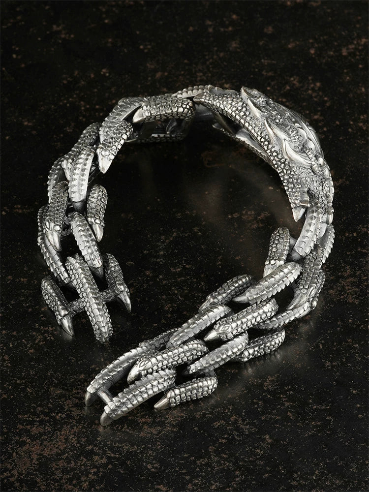dragon eye scale sterling silver biker bracelet product view 3