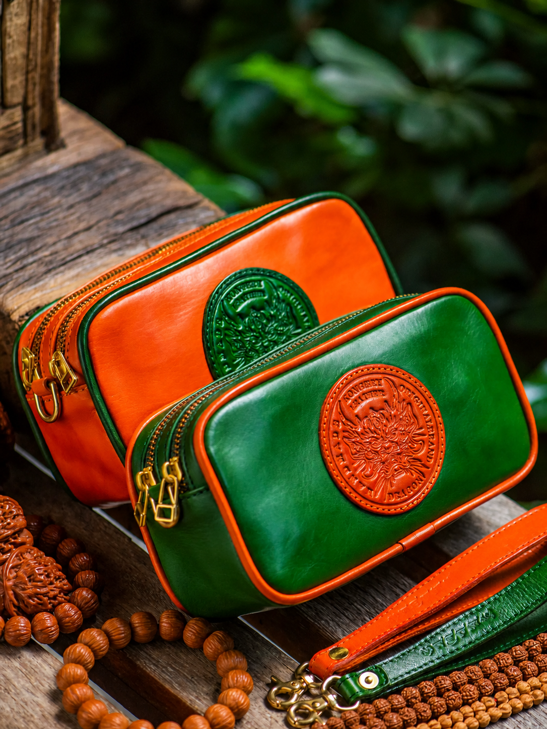 dragon heritage double layer leather biker wristlet wallet 2
