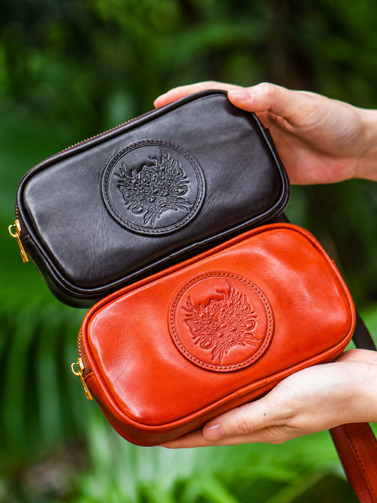 dragon medallion leather biker wristlet 1