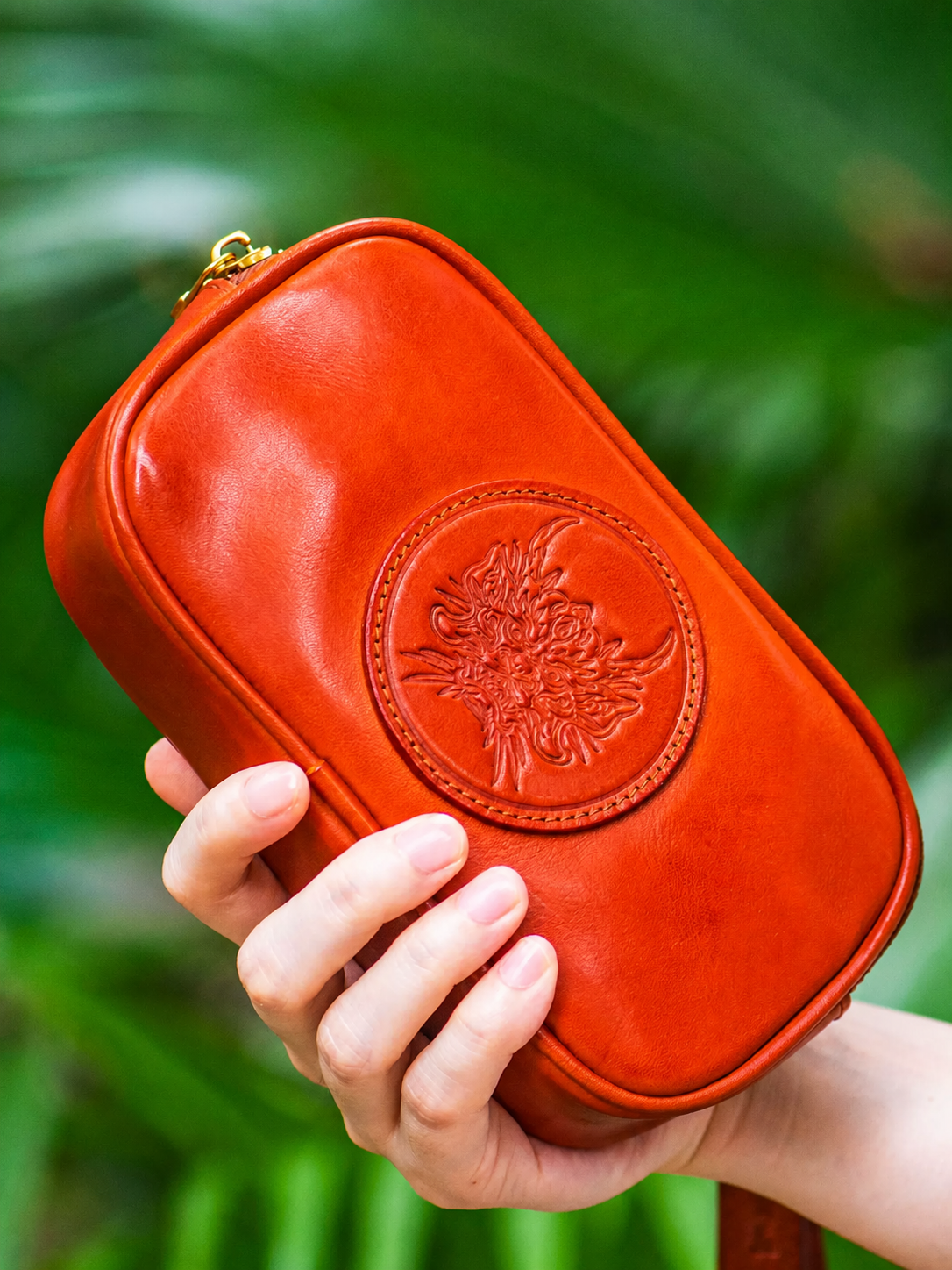 dragon medallion leather biker wristlet 3