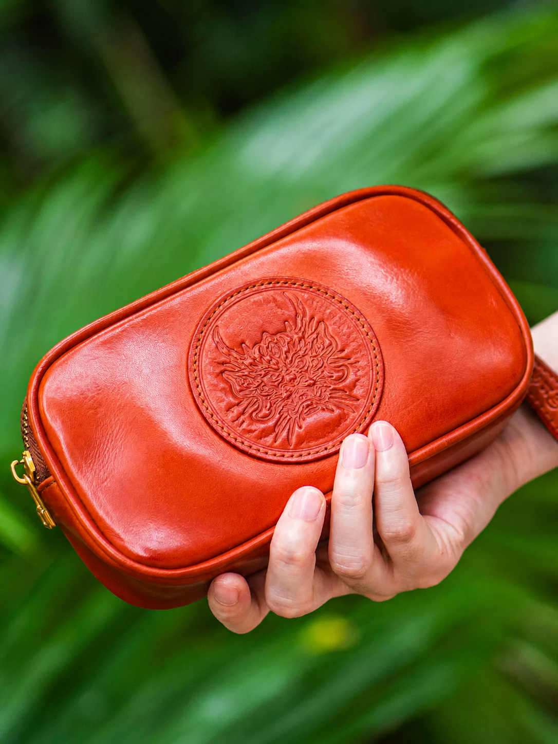 dragon medallion leather biker wristlet 4