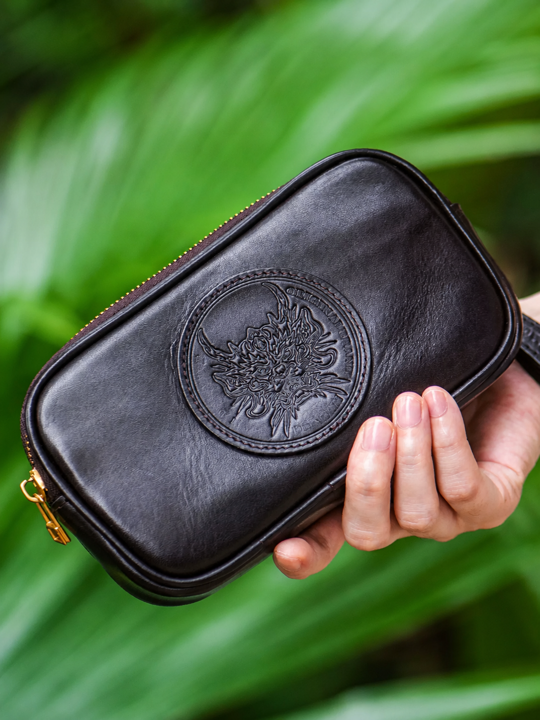 dragon medallion leather biker wristlet 5