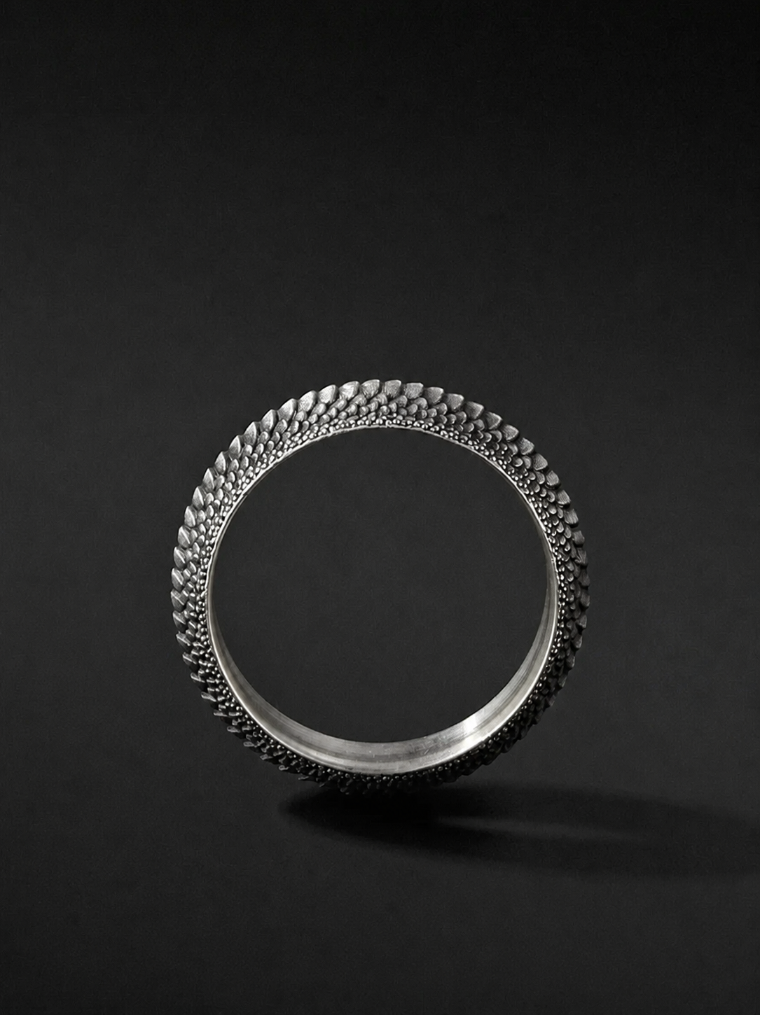 Dragon Scale Band Sterling Silver Biker Ring - product view
