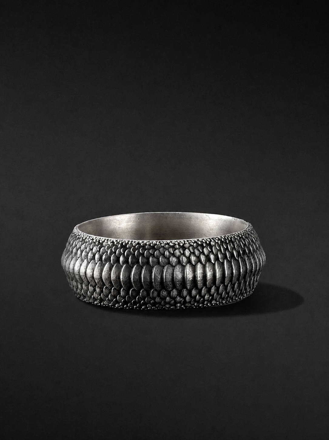 Dragon Scale Band Sterling Silver Biker Ring - product view 4