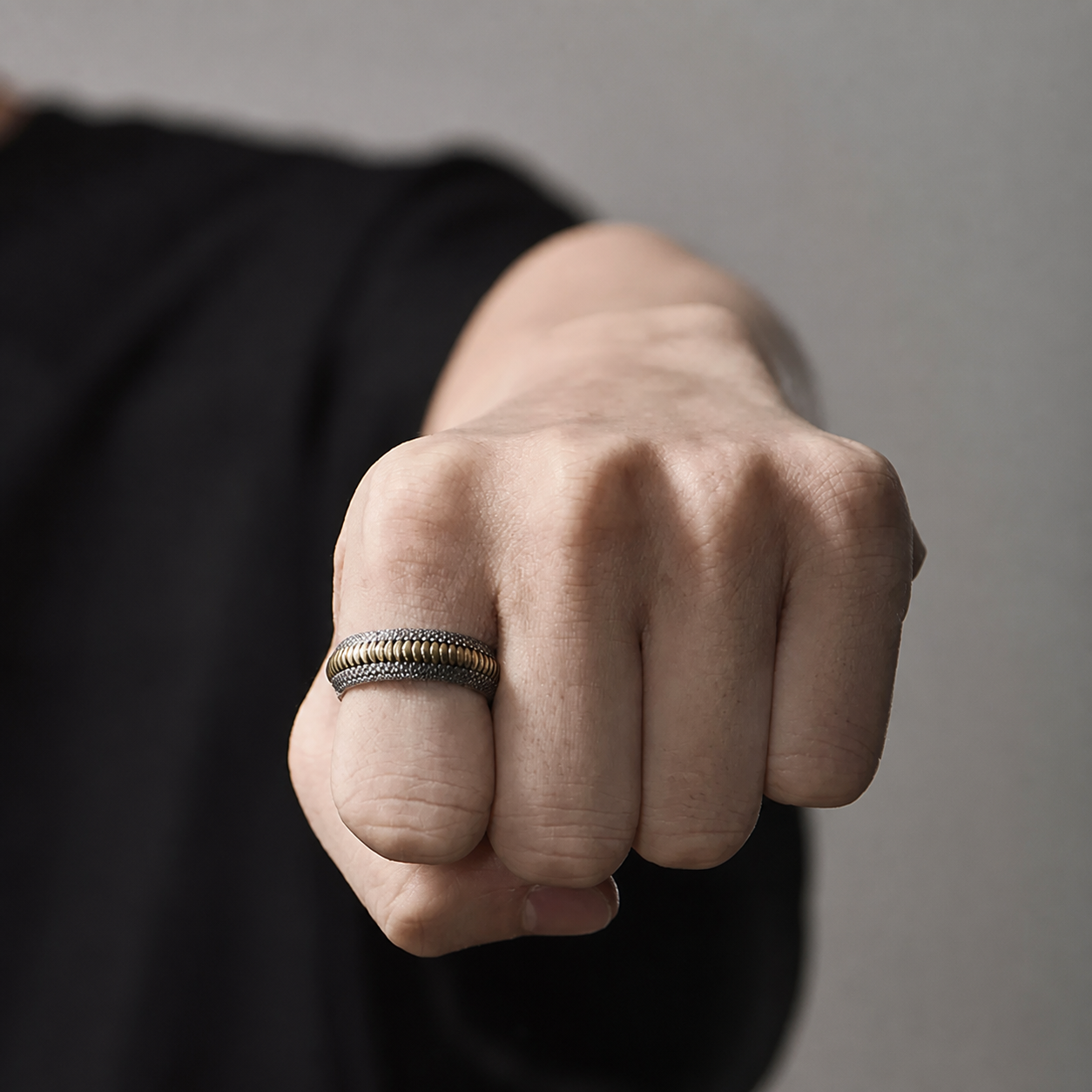 Dragon Scale Relief Sterling Silver Biker Ring - product view 2