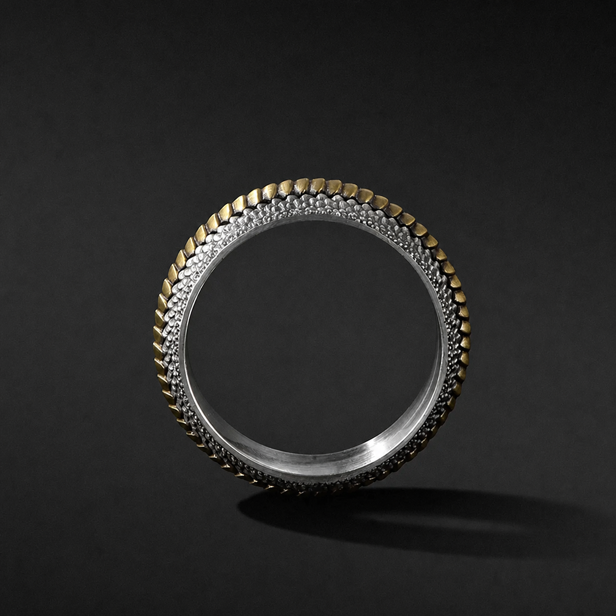 Dragon Scale Relief Sterling Silver Biker Ring - product view 4