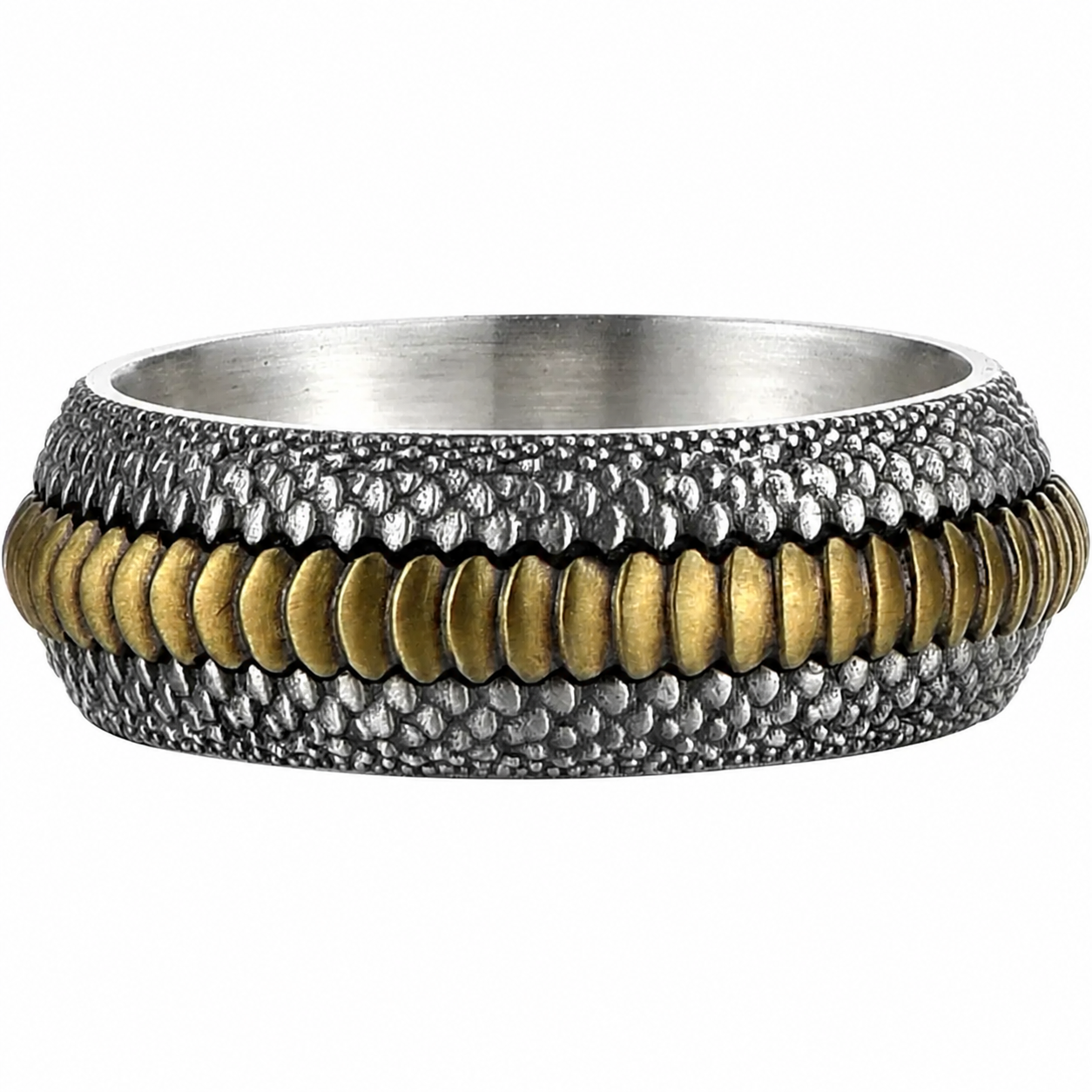 Dragon Scale Relief Sterling Silver Biker Ring - product view 5