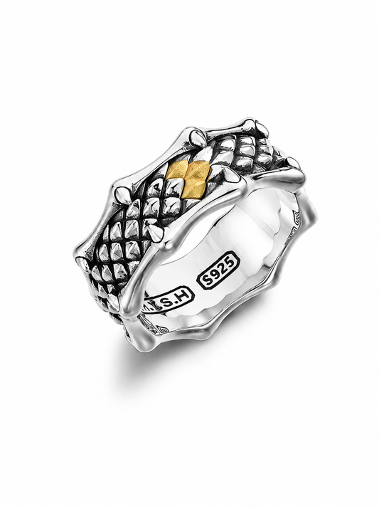 Dragon Scale Sterling Silver Biker Ring - product view