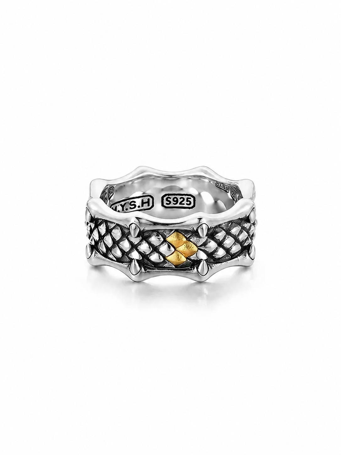 Dragon Scale Sterling Silver Biker Ring - product view 2