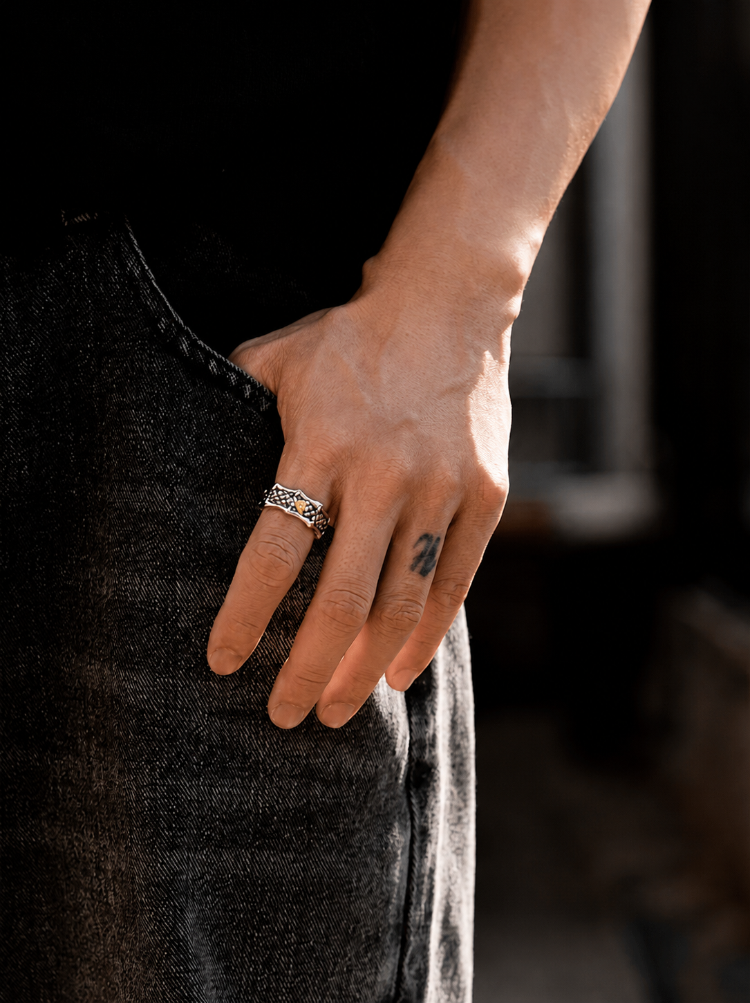 Dragon Scale Sterling Silver Biker Ring - product view 3