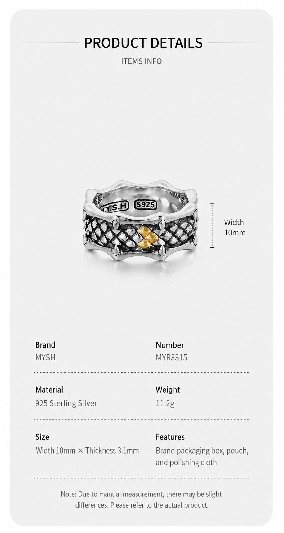 Dragon Scale Sterling Silver Biker Ring - English product detail 6