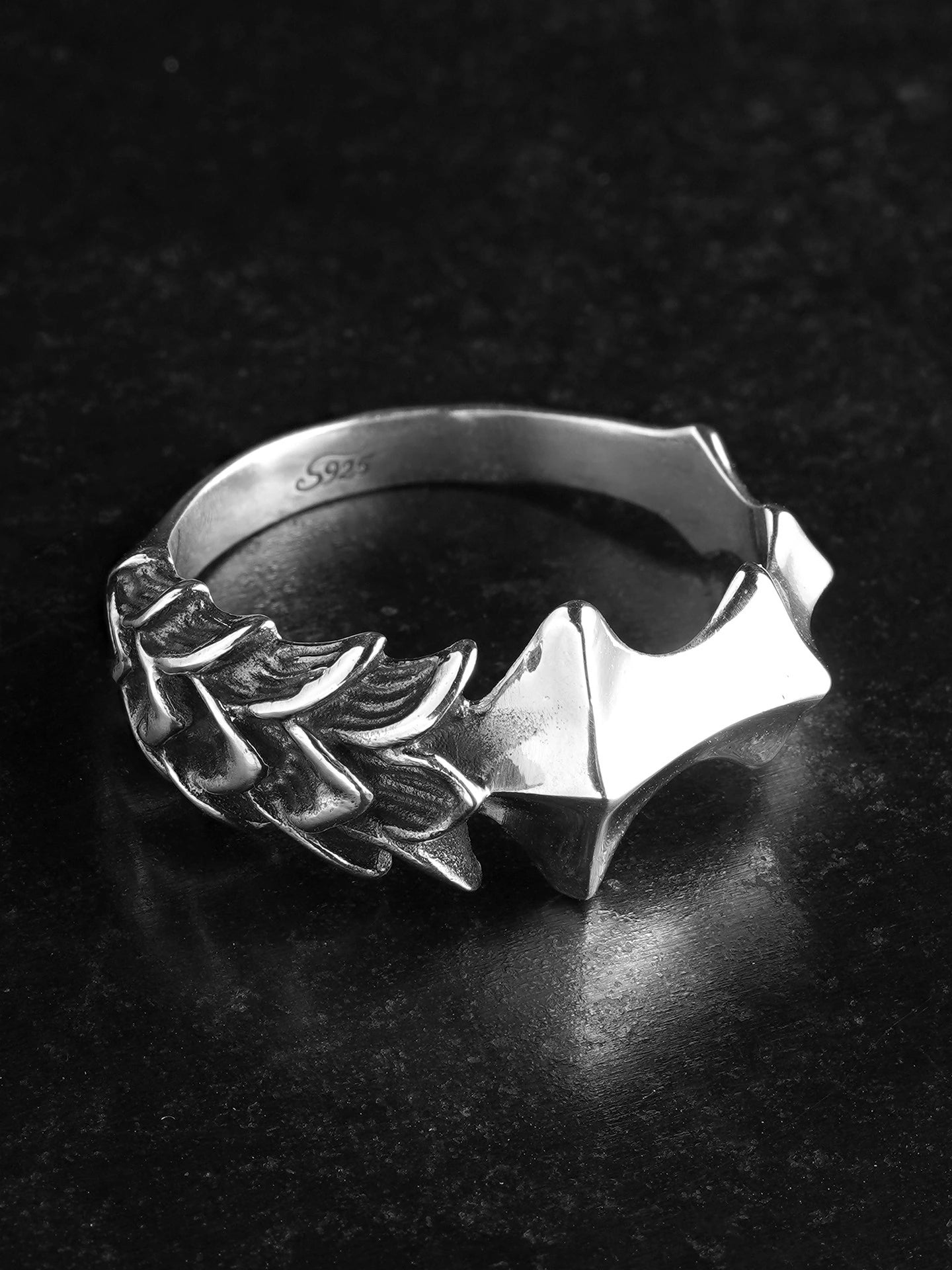 Dragon Spine 925 Sterling Silver Adjustable Open Ring - view 3