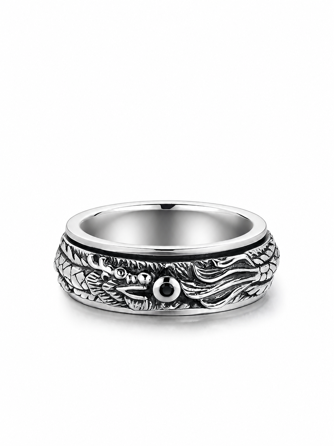 Dragon Spinner Sterling Silver Biker Ring - product view