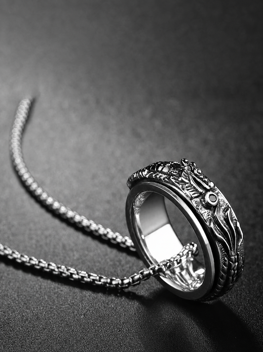 Dragon Spinner Sterling Silver Biker Ring - product view 2