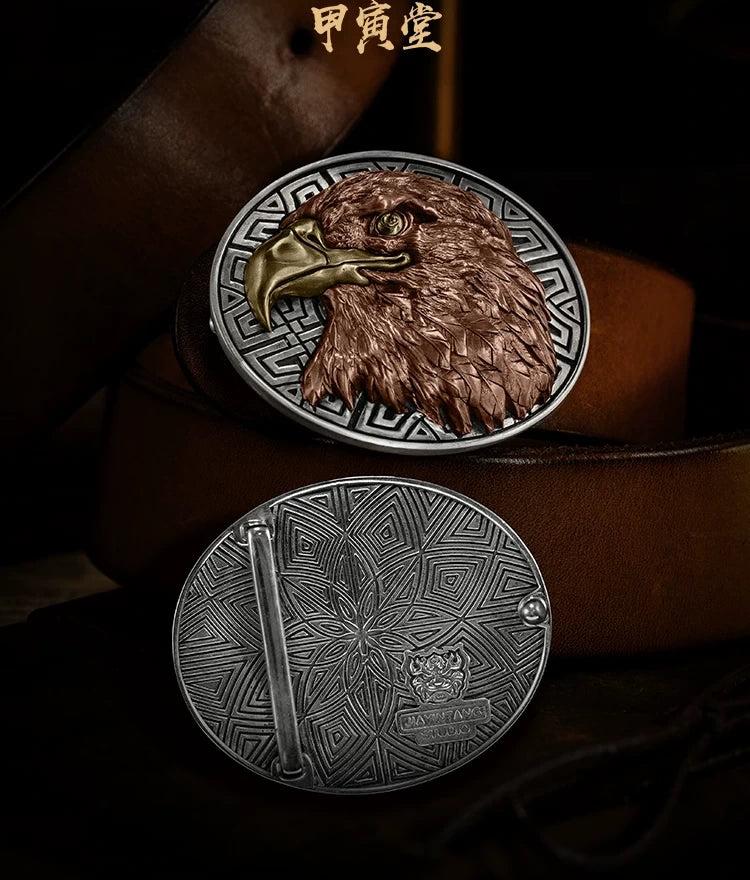 Eagle Head 3D Relief Biker Belt Buckle detail view 3