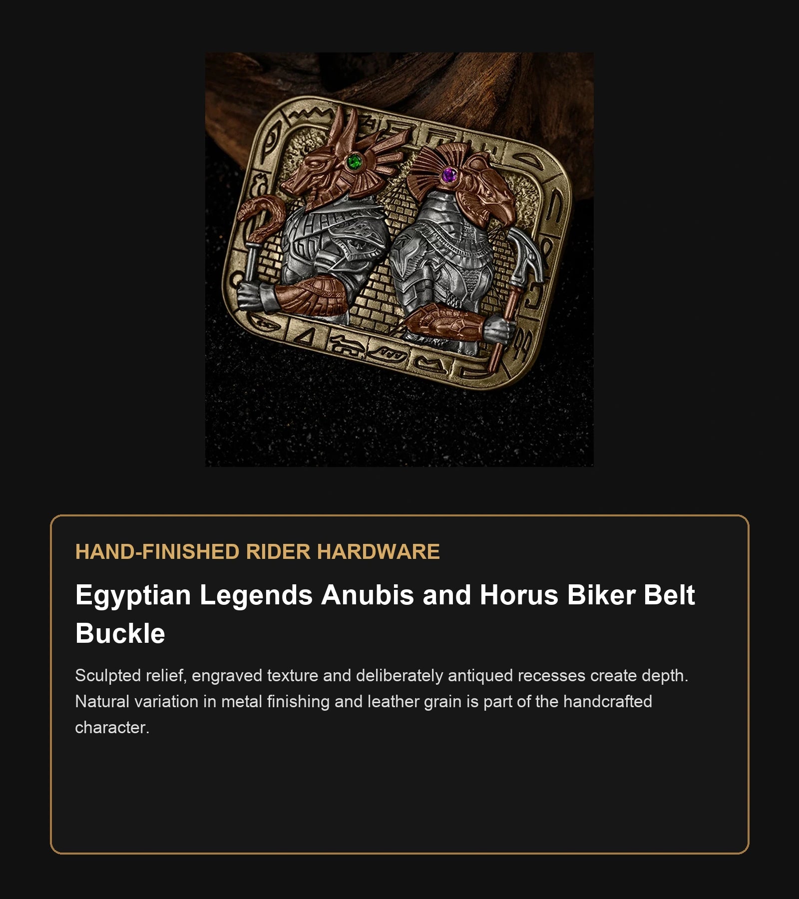 Egyptian Legends Anubis and Horus Biker Belt Buckle craftsmanship guide in English