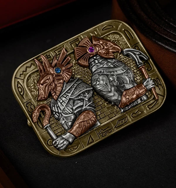 Egyptian Legends Anubis and Horus Biker Belt Buckle detail view 5