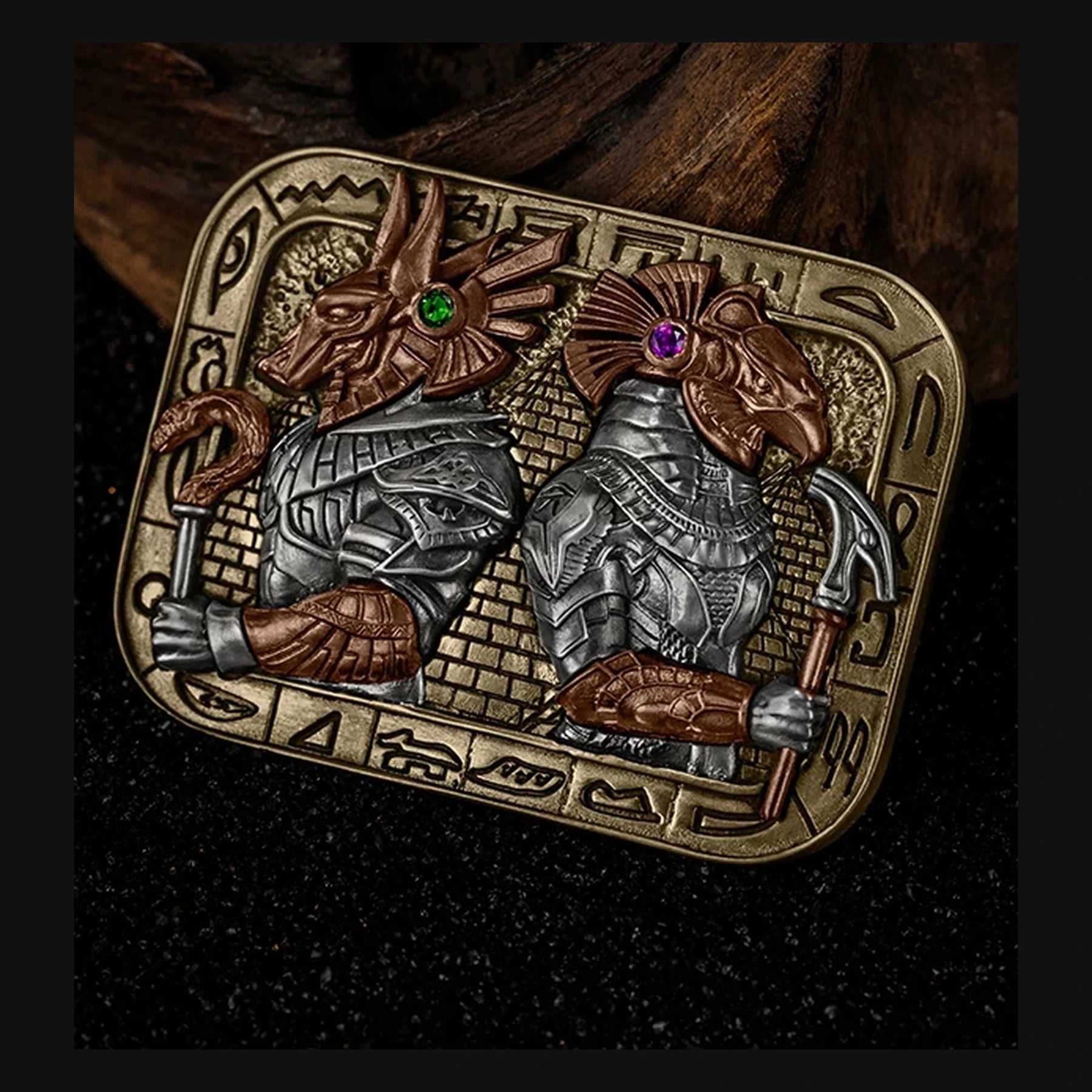 Egyptian Legends Anubis and Horus Biker Belt Buckle product view
