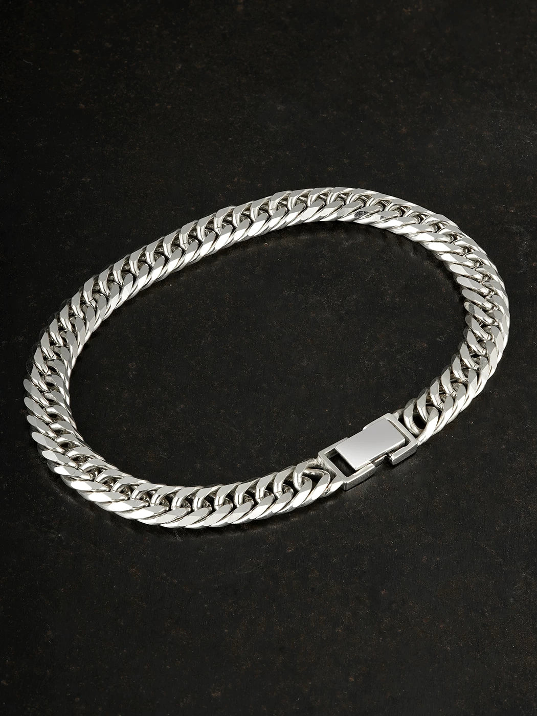 eight cut sterling silver curb chain bracelet product view 1