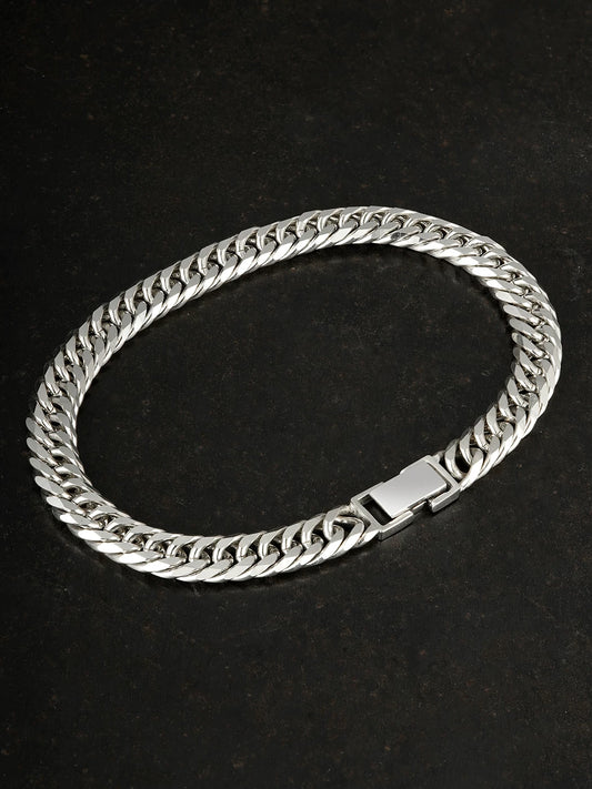 eight cut sterling silver curb chain bracelet product view 1