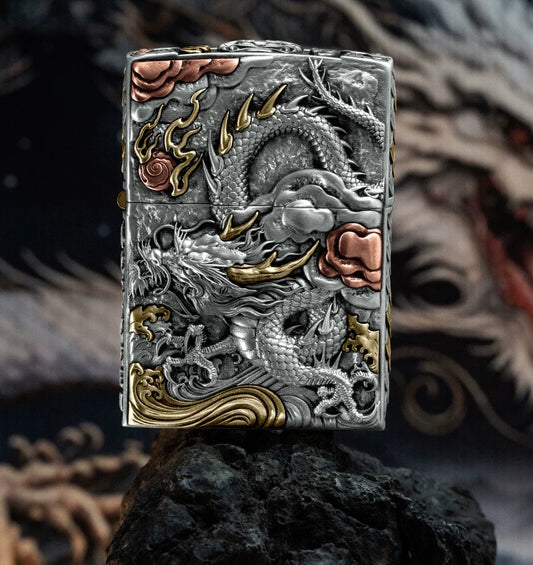 Emerging Dragon 3D Relief Biker Lighter – product-only front view