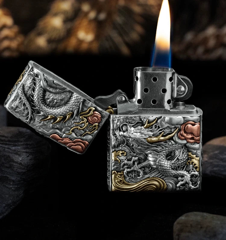 Emerging Dragon 3D Relief Biker Lighter – clean product detail view 4
