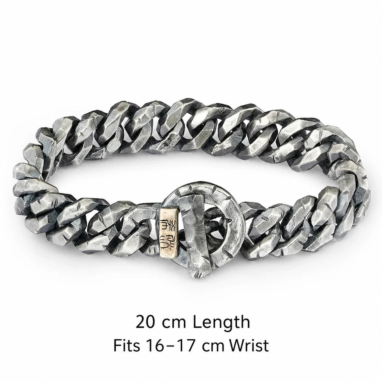 20 cm sterling silver Cuban bracelet for 16 to 17 cm wrist