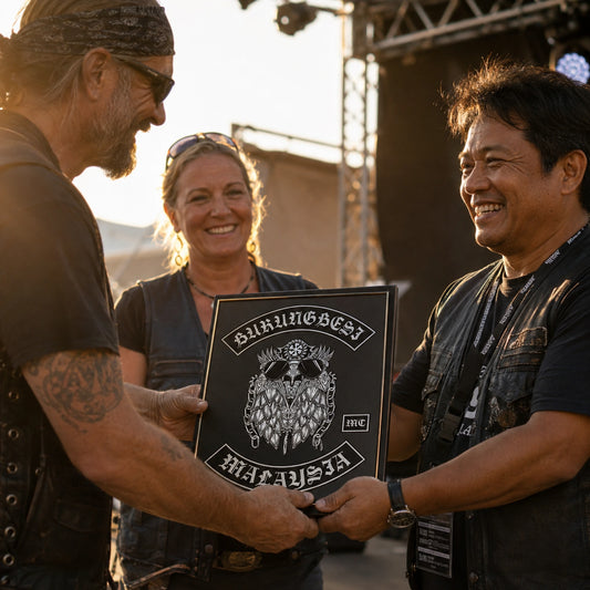 Regional motorcycle rally plaque presented to event organizers.