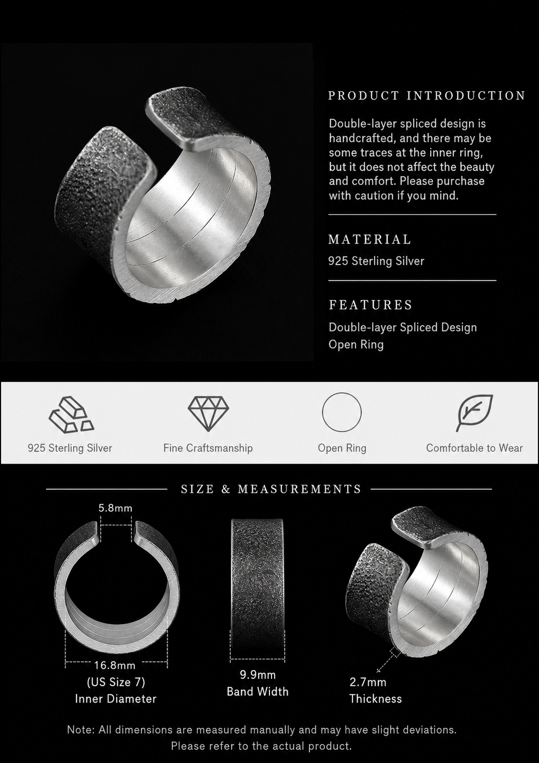 Eye of Horus Wide Sterling Silver Ring - English product detail 10