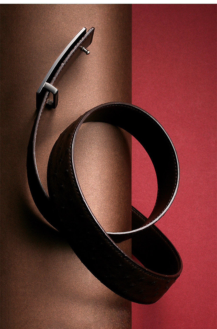 Falcon Feather Ostrich Leather Biker Belt — detail view 5