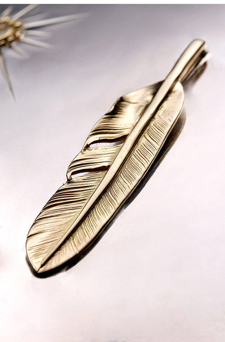 Falcon Feather Ostrich Leather Biker Belt — detail view 10